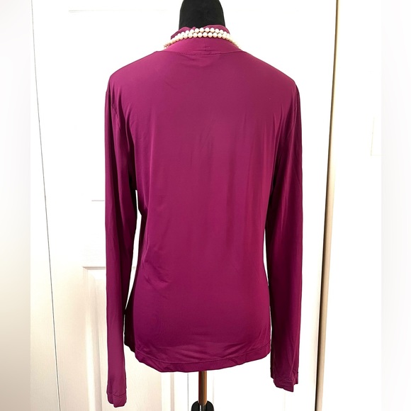 St John Cranberry Red Long Sleeve Mock Turtleneck sz Large with flaws - Picture 7 of 16